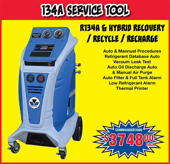 Mastercool r134a and hybrid recovery / recycle / recharge unit. Item # commander3000 Price $3,748.00 each.