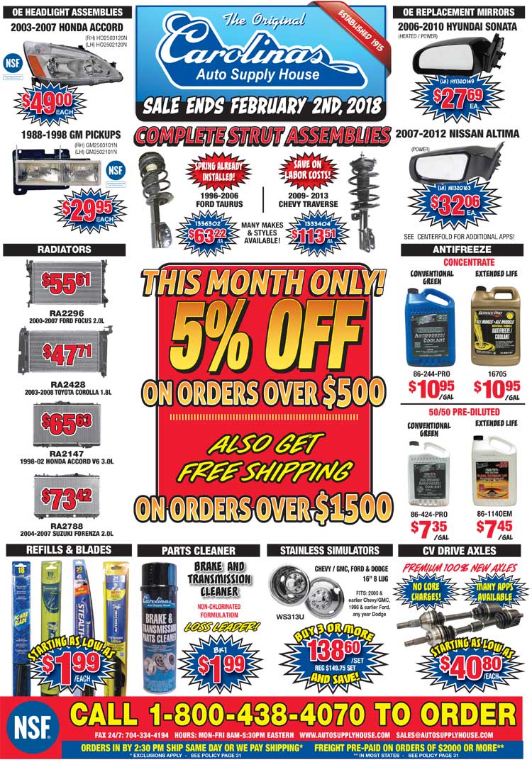 Carolinas Auto Supply House: Circular Specials